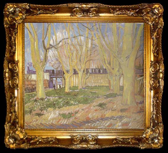 framed  Vincent Van Gogh Avenue of Plane Trees near Arles Station (nn04), ta009-2